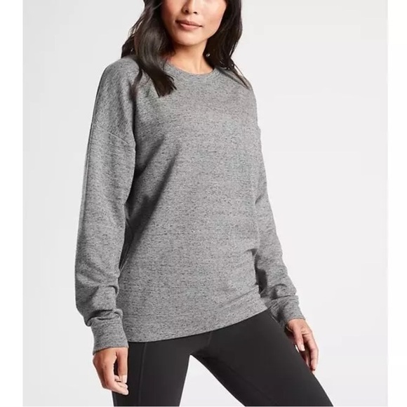 Athleta Pure Luxe Crewneck Sweatshirt Grey Heather - Picture 1 of 10